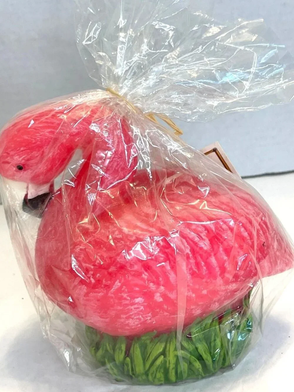 VTG Pink Flamingo Bird Candle Tropical Florida Palm Island Home Décor Wax NWT
